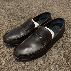 Salvatore Ferragamo Loafers Brown Leather Sz 10 Saddle soft